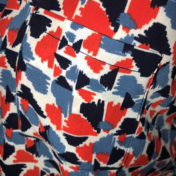 Papermoon Red-Orange/Blue Sleeveless Blouse LP - Picture 4 of 6